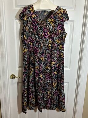 Emery Rose Bright Multicolored Floral Midi Dress